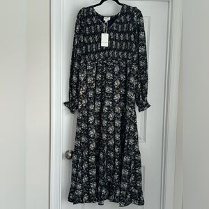 Heyson NWT Cottage Core Navy Floral Maxi Dress- Size M